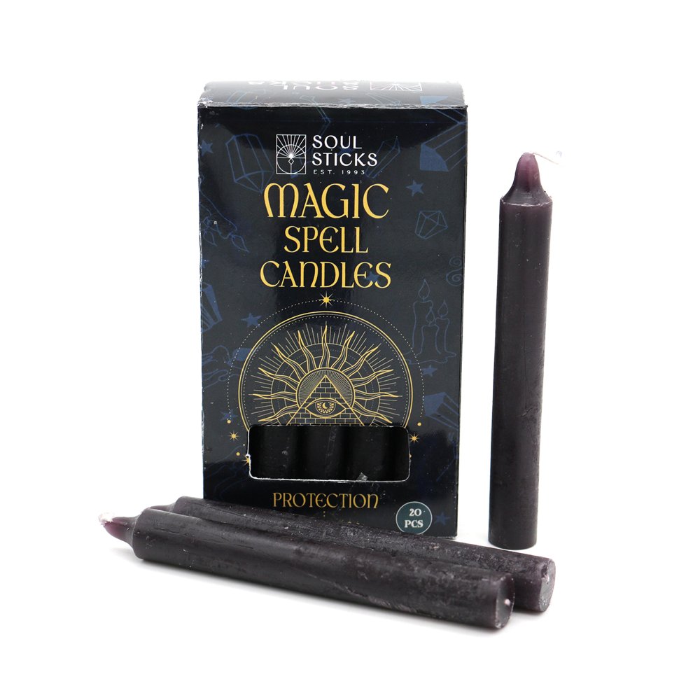 Soul Sticks Protection Spell Candles – 20 Pack Black Ritual Candles for Safety, Grounding & Energy Shielding