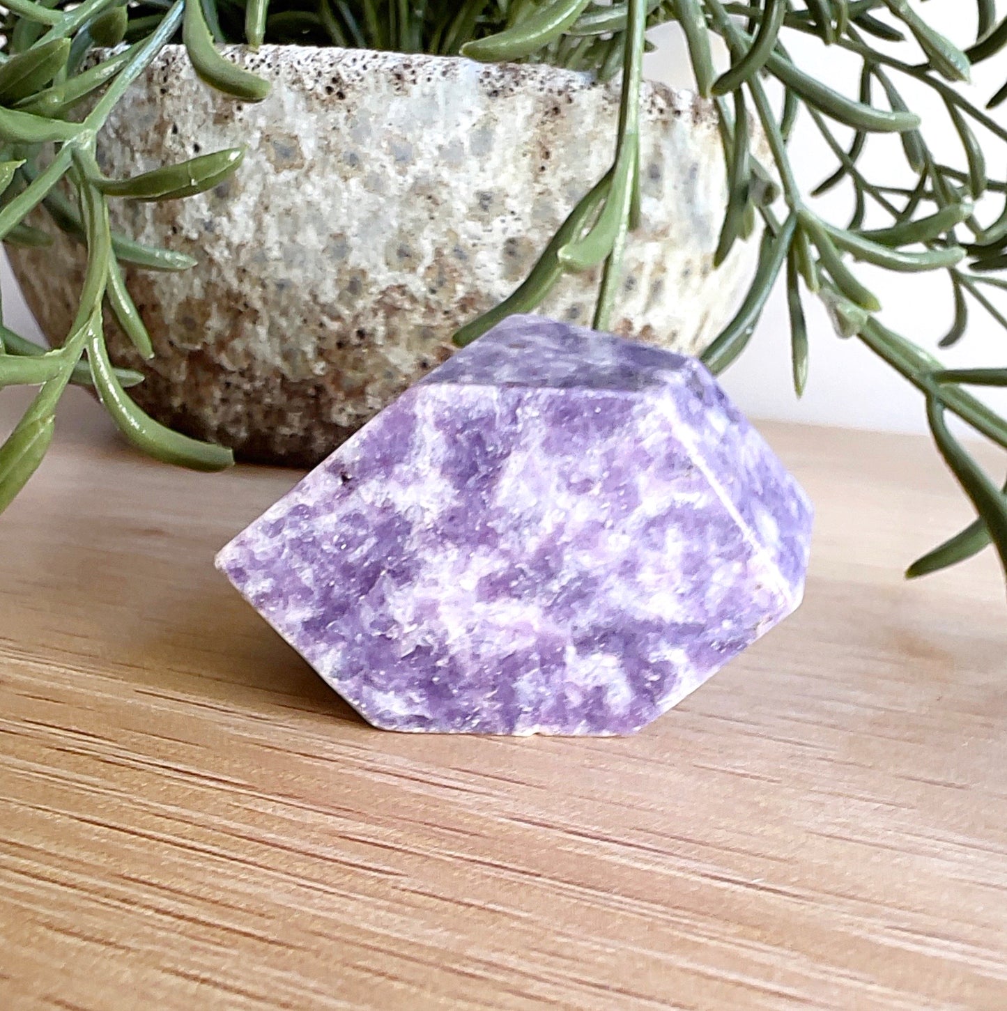 Lepidolite freeform generator 5.5cm, polished 9-sided crystal for stress relief, calming energy, and healing – buy online in Australia or in-store Fremantle. | Simply Esoteric