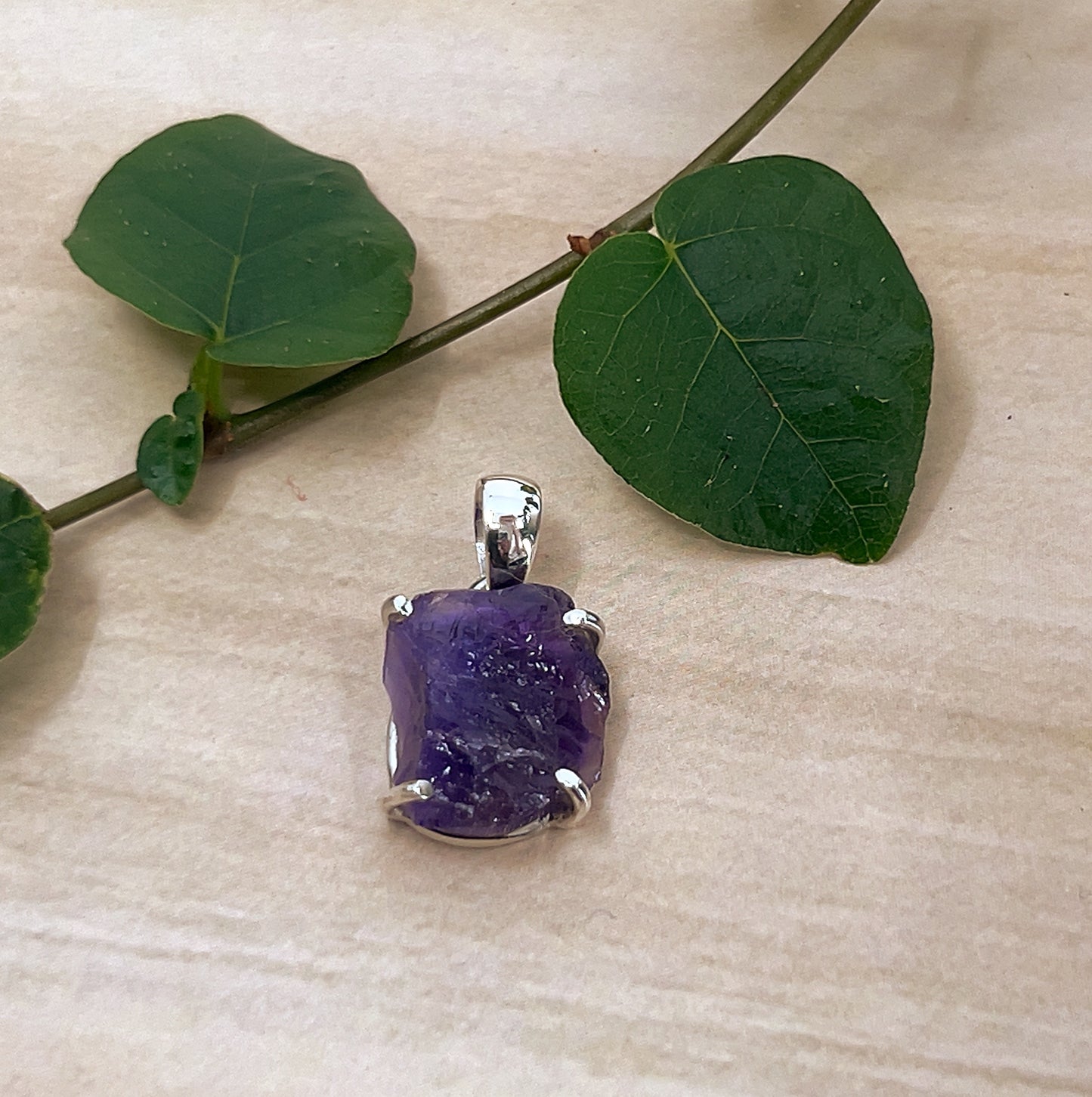 Raw Amethyst Sterling Silver Pendant