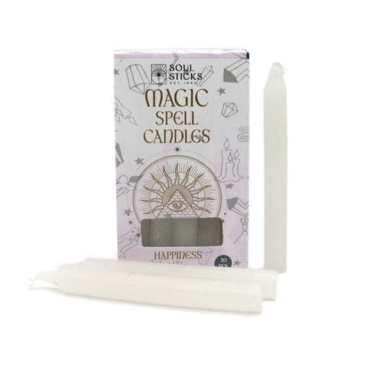 Soul Sticks Happiness Spell Candles – 20 Pack White Ritual Candles for Joy &amp; Peace