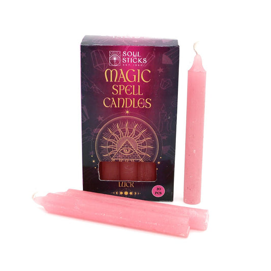 Soul Sticks Luck Spell Candles – 20 Pack Pink Ritual Candles for Prosperity &amp; Good Fortune