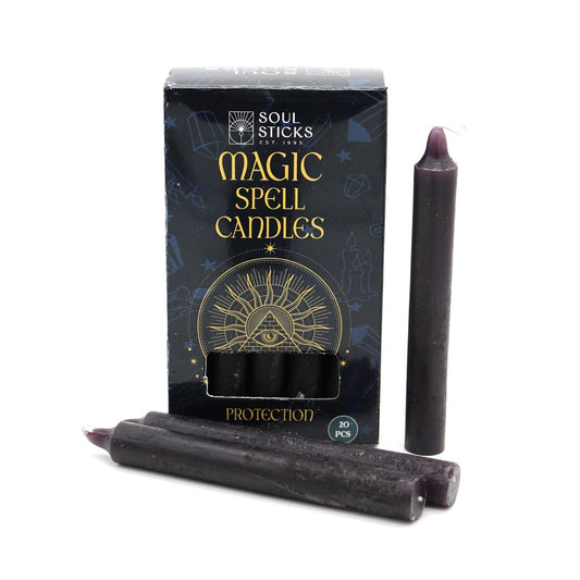 Soul Sticks Protection Spell Candles – 20 Pack Black Ritual Candles for Safety, Grounding & Energy Shielding