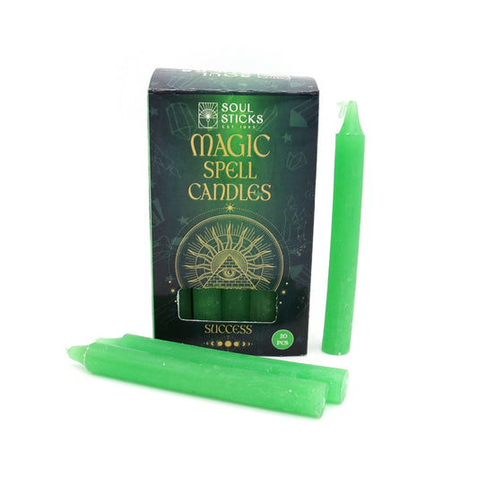 Soul Sticks Success Spell Candles – 20 Pack Green Ritual Candles for Career, Prosperity &amp; Achievement