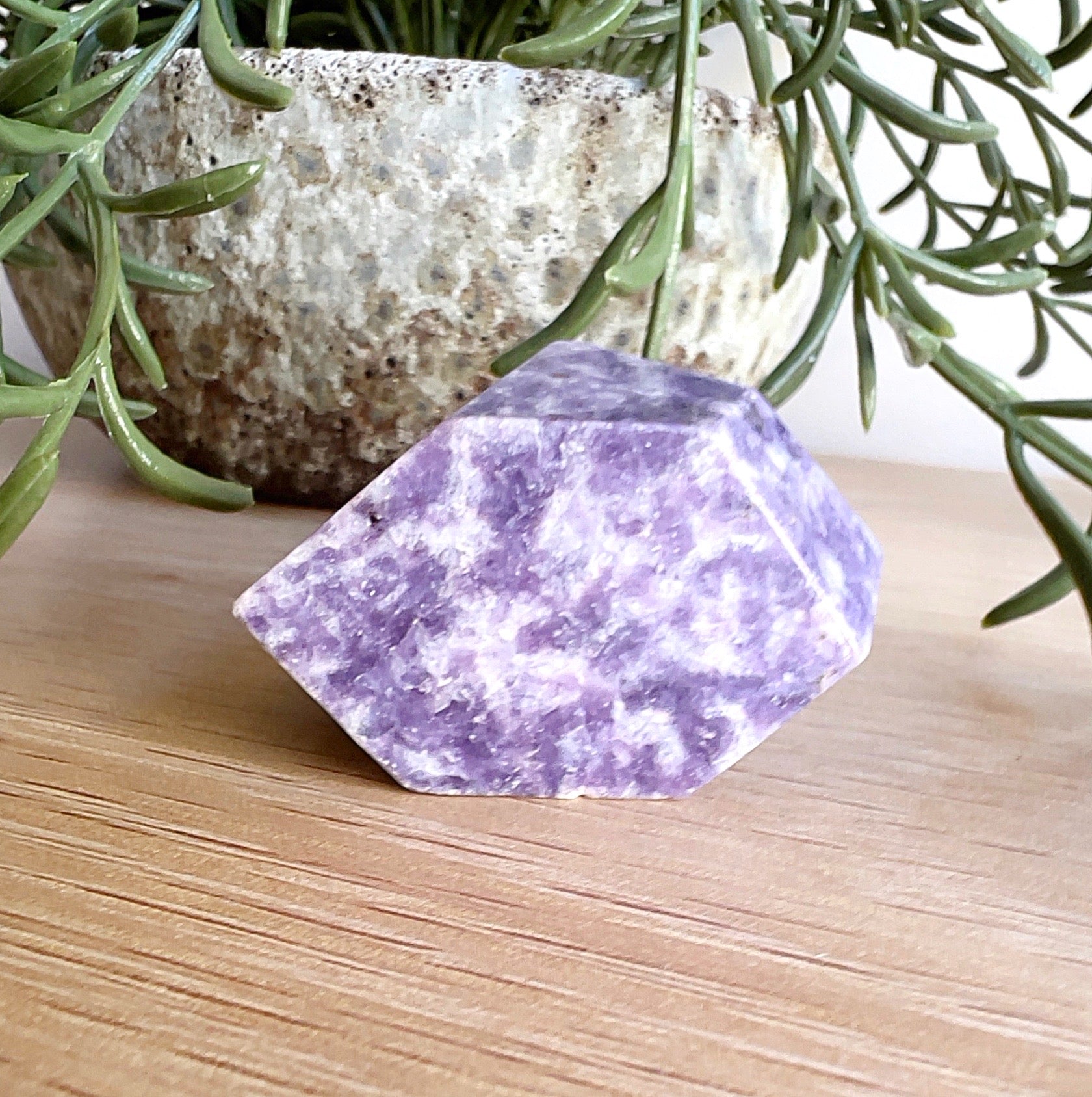 Lepidolite freeform generator 5.5cm, polished 9-sided crystal for stress relief, calming energy, and healing – buy online in Australia or in-store Fremantle. | Simply Esoteric
